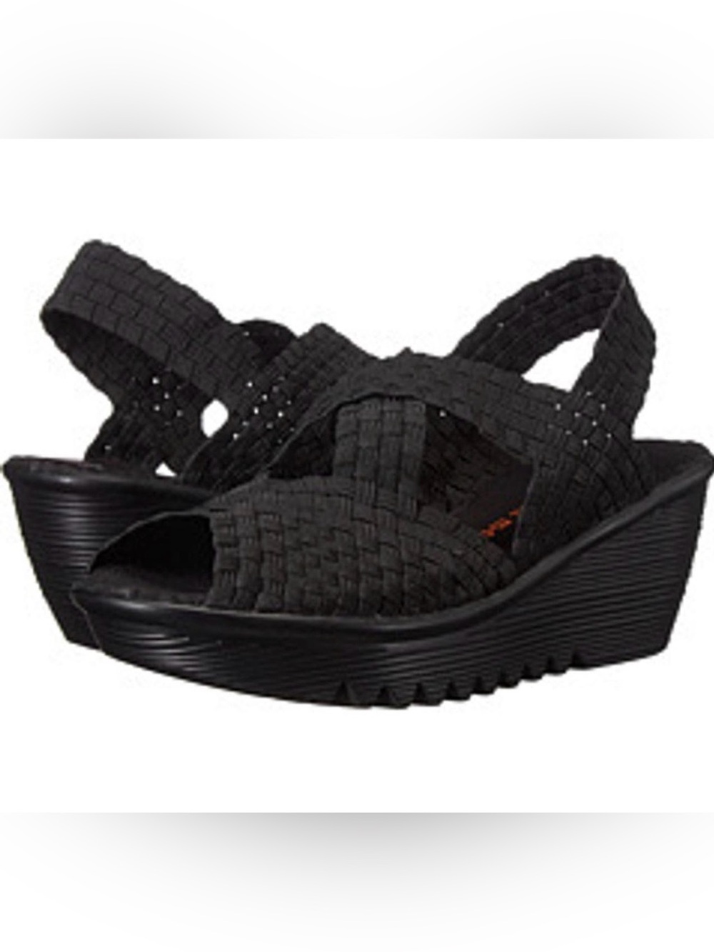 Bernie Mev Fame Black Woven Elastic Platform Sandal Sz 38(US 7) nwb